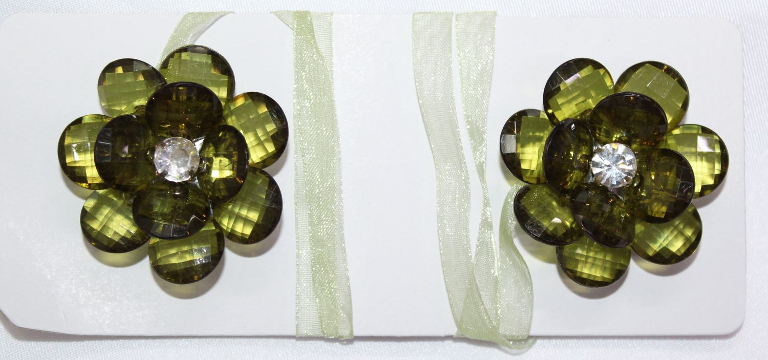 Магниты (2шт, пара) для штор, гардин "цветок" цвет зелёный 144м 81-055