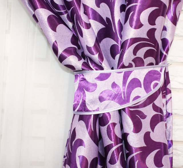 Двусторонняя ткань блэкаут "Вензель" цвет фиолетовый 454ш(Б)