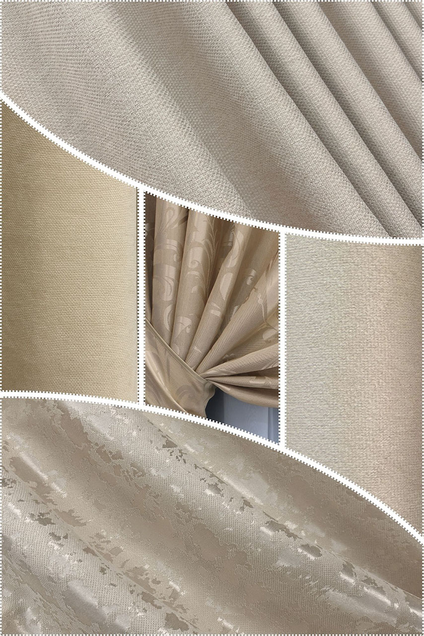 Разнообразные шторные ткани бежевого цвета от VR-Textil